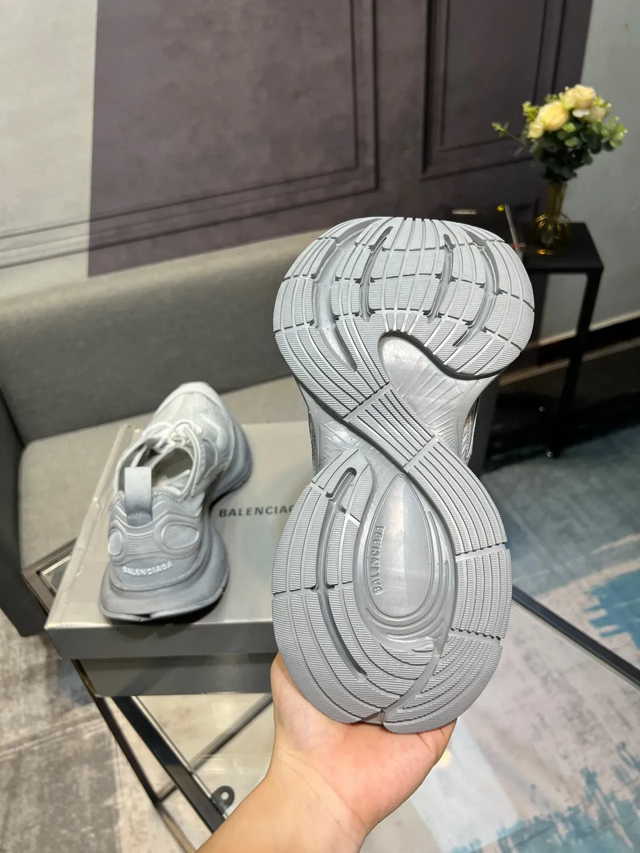 Balenciaga Runner Chaussures Chunky Gris Clair 6