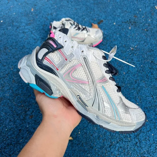 Balenciaga Runner Cinza Claro Rosa Cian Tênis Chunky 9