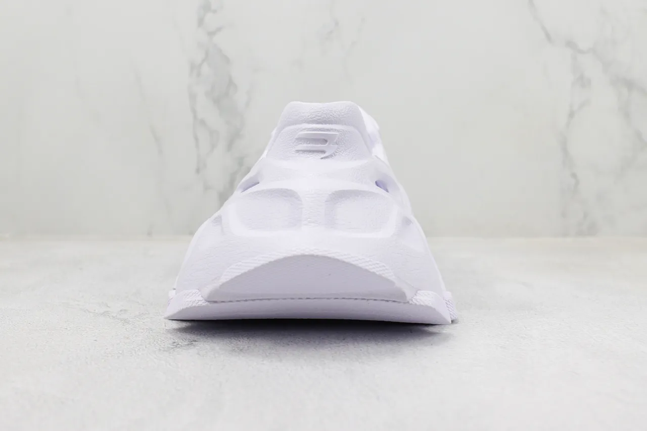 Balenciaga Runner Branco Roxo Construção de Espuma Monolítica Detalhe de Corte Assimétrico Tênis Chunky 9