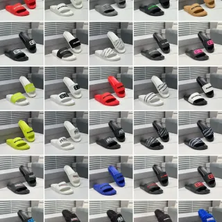 Balenciaga Slide Chinelo Rosa Preto Sola Moldada Tirante Simples