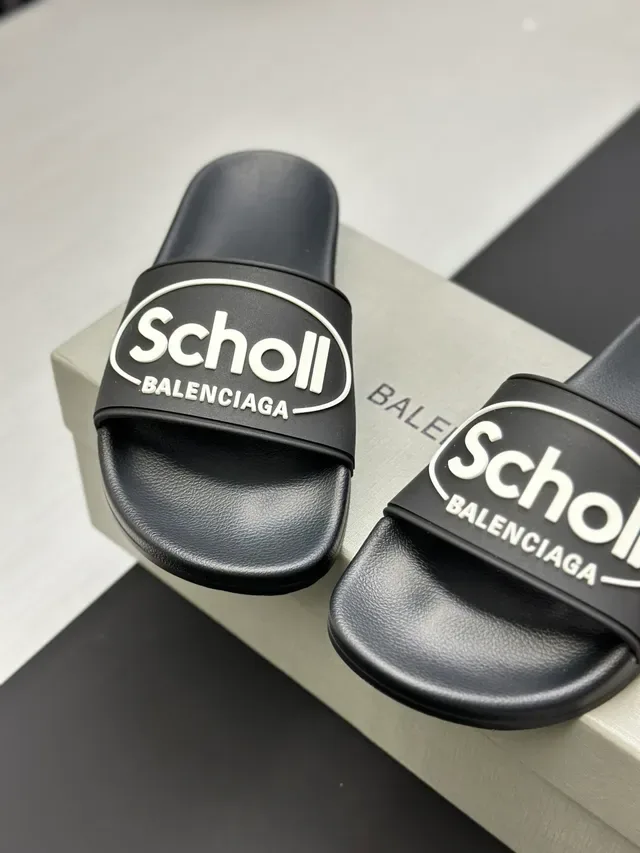 Balenciaga Slide Chinelo Rosa Preto Sola Moldada Tirante Simples 2