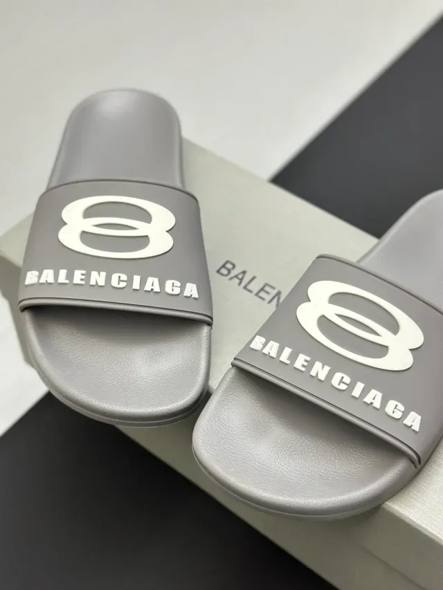 Balenciaga Slide Chinelo Rosa Preto Sola Moldada Tirante Simples 4