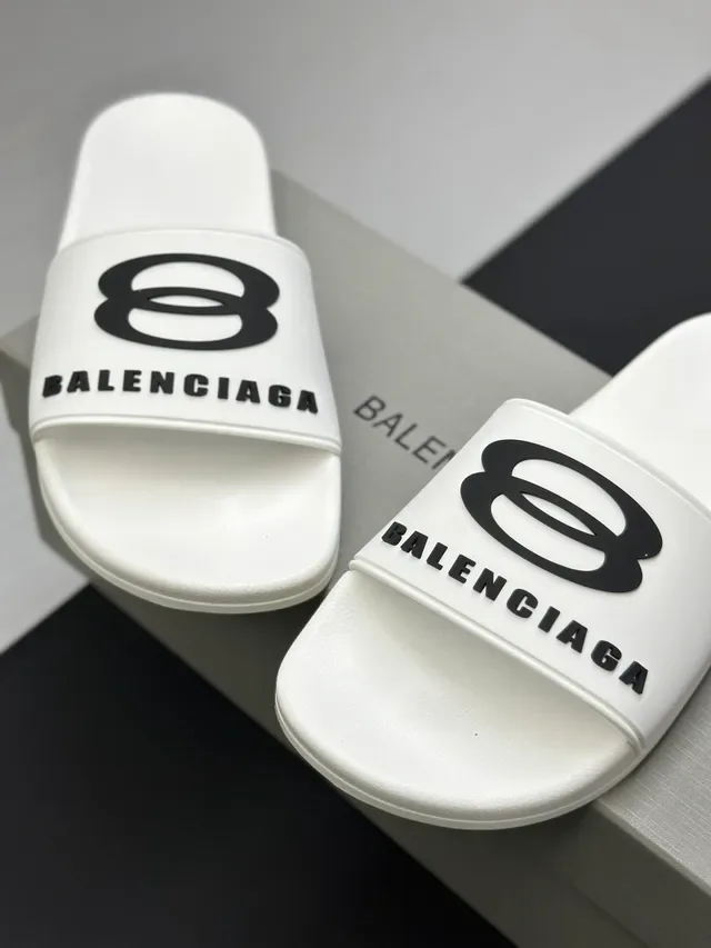 Balenciaga Slide Chinelo Rosa Preto Sola Moldada Tirante Simples 8