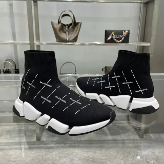 Balenciaga Speed Trainer Black and White Laceless Lifestyle Sneakers