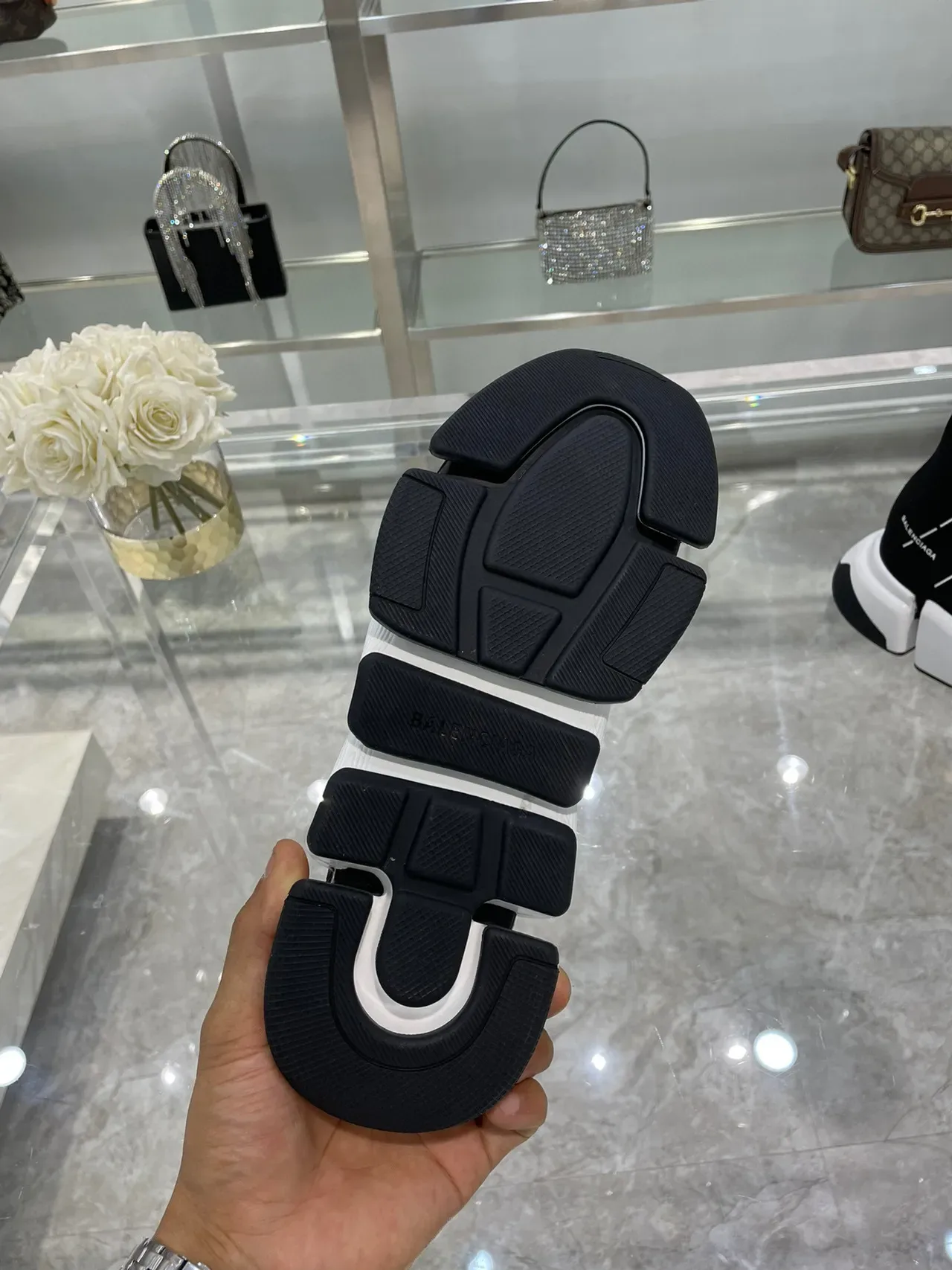 Balenciaga Speed Trainer Black and White Laceless Lifestyle Sneakers 2