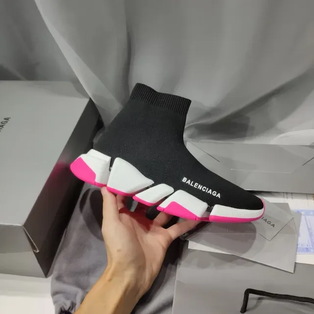 Balenciaga Speed Trainer Noir Blanc Rose Lifestyle Sneakers 3