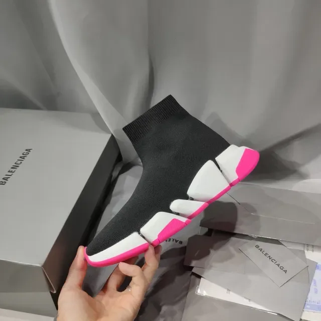 Balenciaga Speed Trainer Noir Blanc Rose Lifestyle Sneakers 4