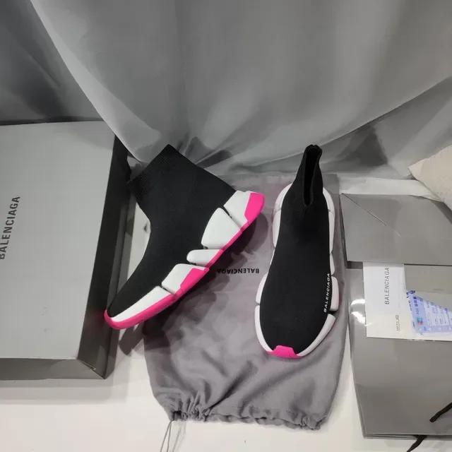 Balenciaga Speed Trainer Noir Blanc Rose Lifestyle Sneakers 5