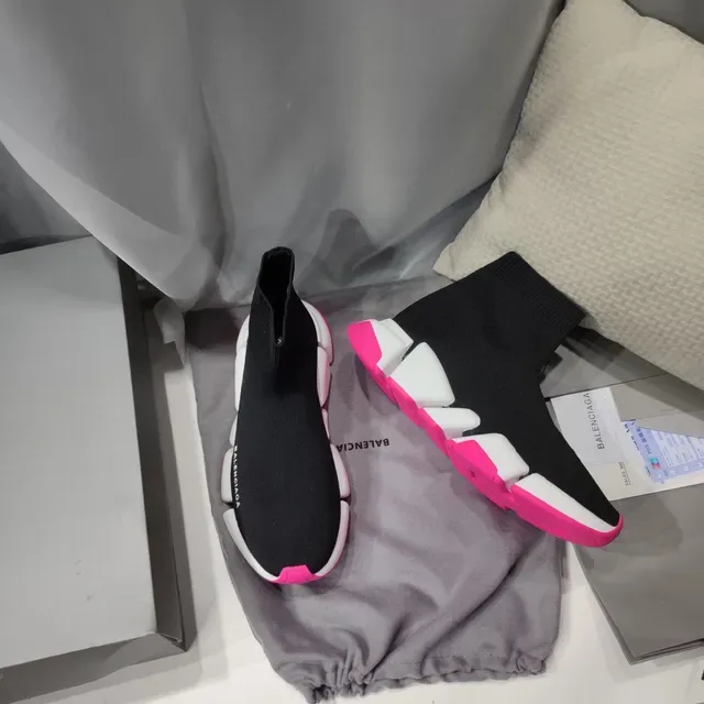 Balenciaga Speed Trainer Noir Blanc Rose Lifestyle Sneakers 7