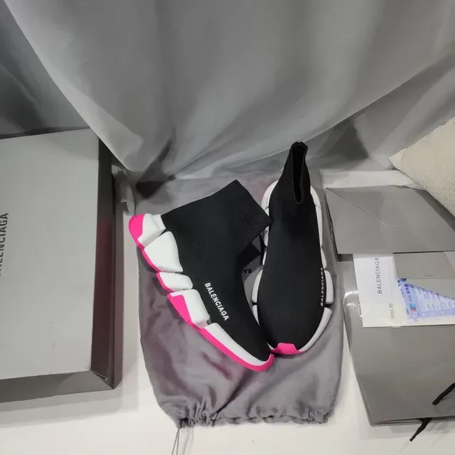 Balenciaga Speed Trainer Noir Blanc Rose Lifestyle Sneakers 9