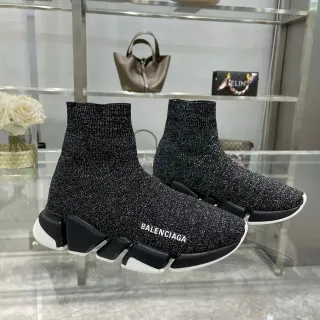 Balenciaga Speed Trainer Glitter Black Knit Lifestyle Sneakers