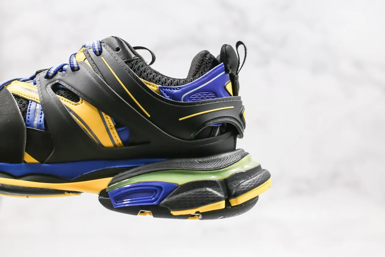 Balenciaga Track Trainer baskets à semelle épaisse noir jaune bleu 3