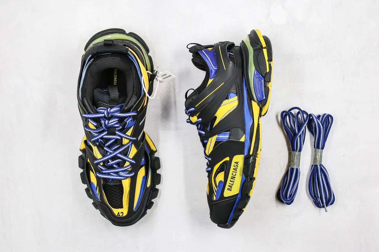 Balenciaga Track Trainer baskets à semelle épaisse noir jaune bleu 8