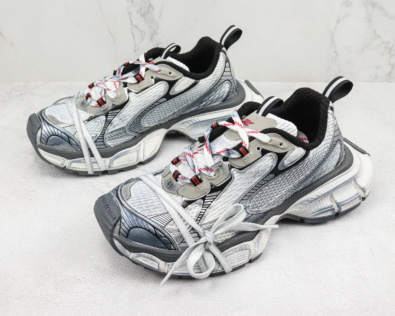 Balenciaga Track Trainer Silver Black Chunky Sneakers 4