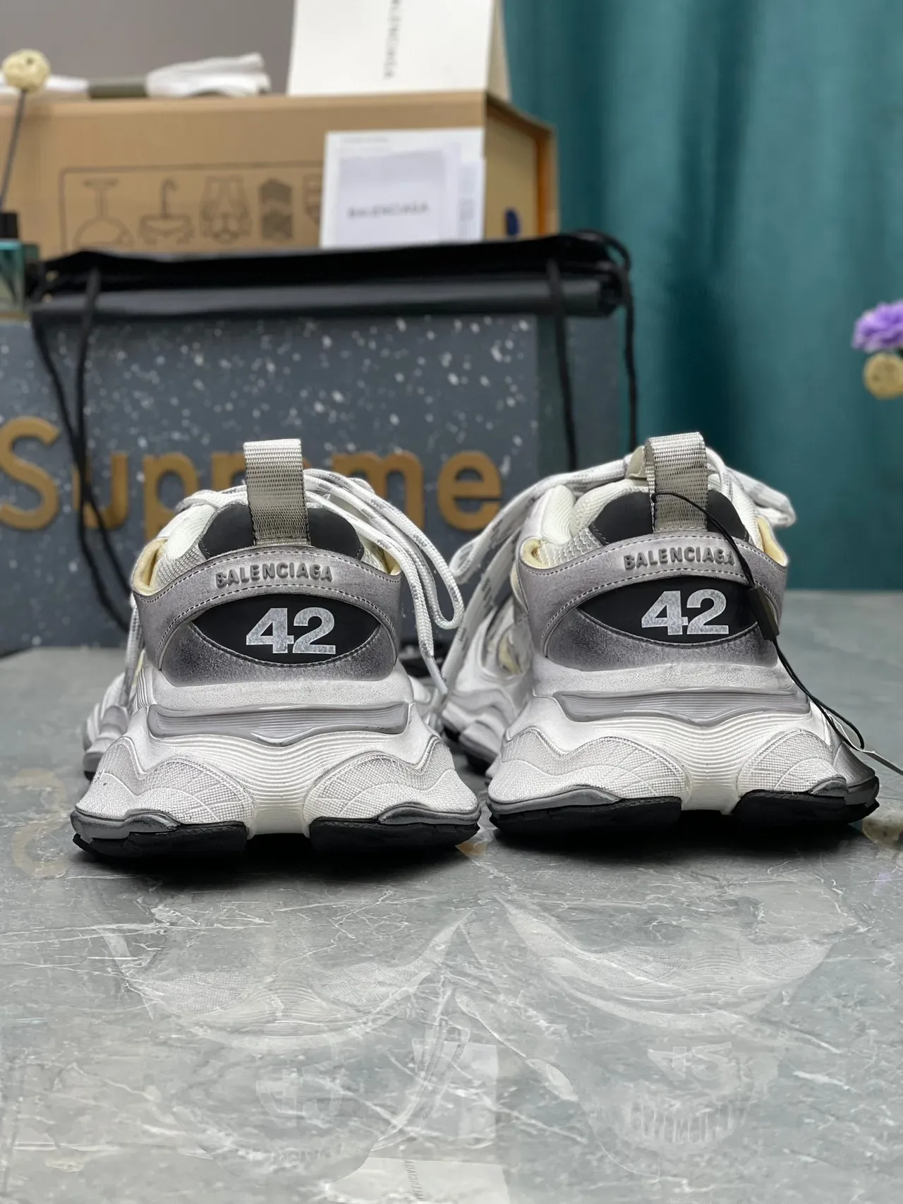 Balenciaga Track Trainer branco prata preto Chunky Sneakers 3