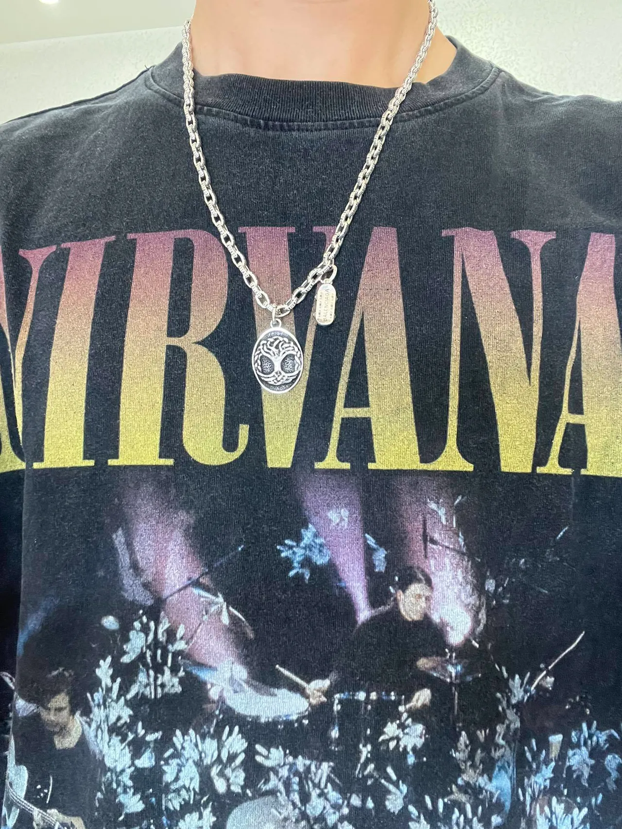 Balenciaga Árvore da Vida Prata Oxidada Colar 5
