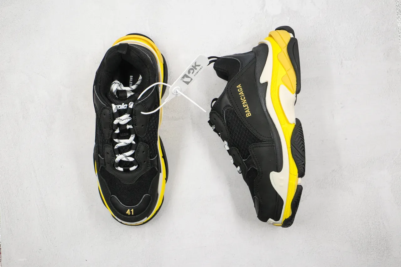 Balenciaga Triple S Baskets Chunky Noires et Jaunes 8
