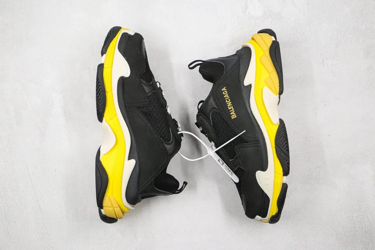 Balenciaga Triple S Baskets Chunky Noires et Jaunes 9
