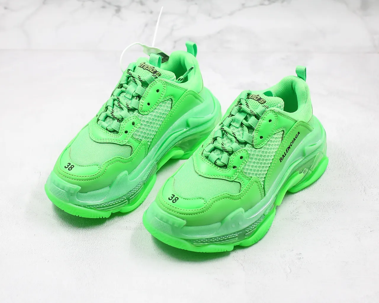 Balenciaga Triple S Neon Green tênis grossos 7