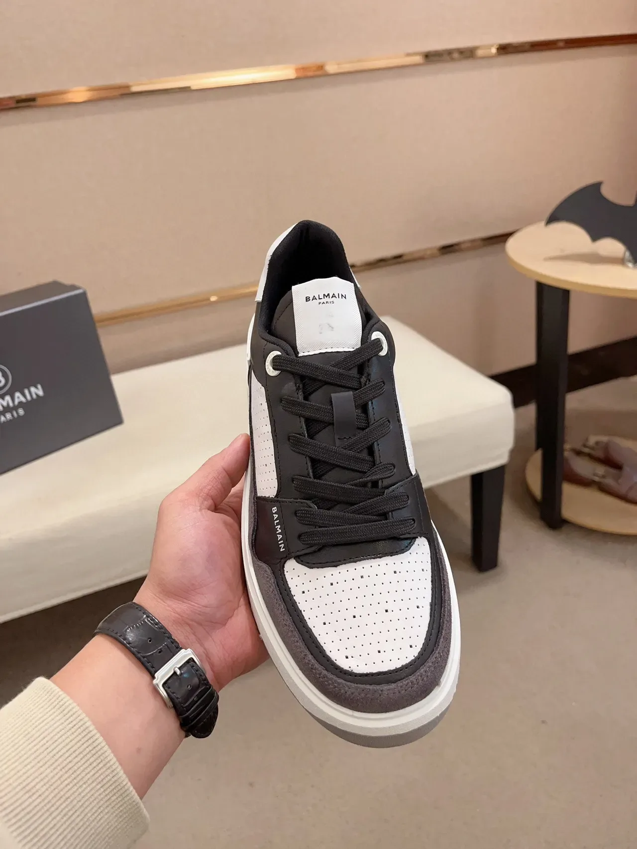 Balmain B-Court Black White Gray Lifestyle Sneakers 2