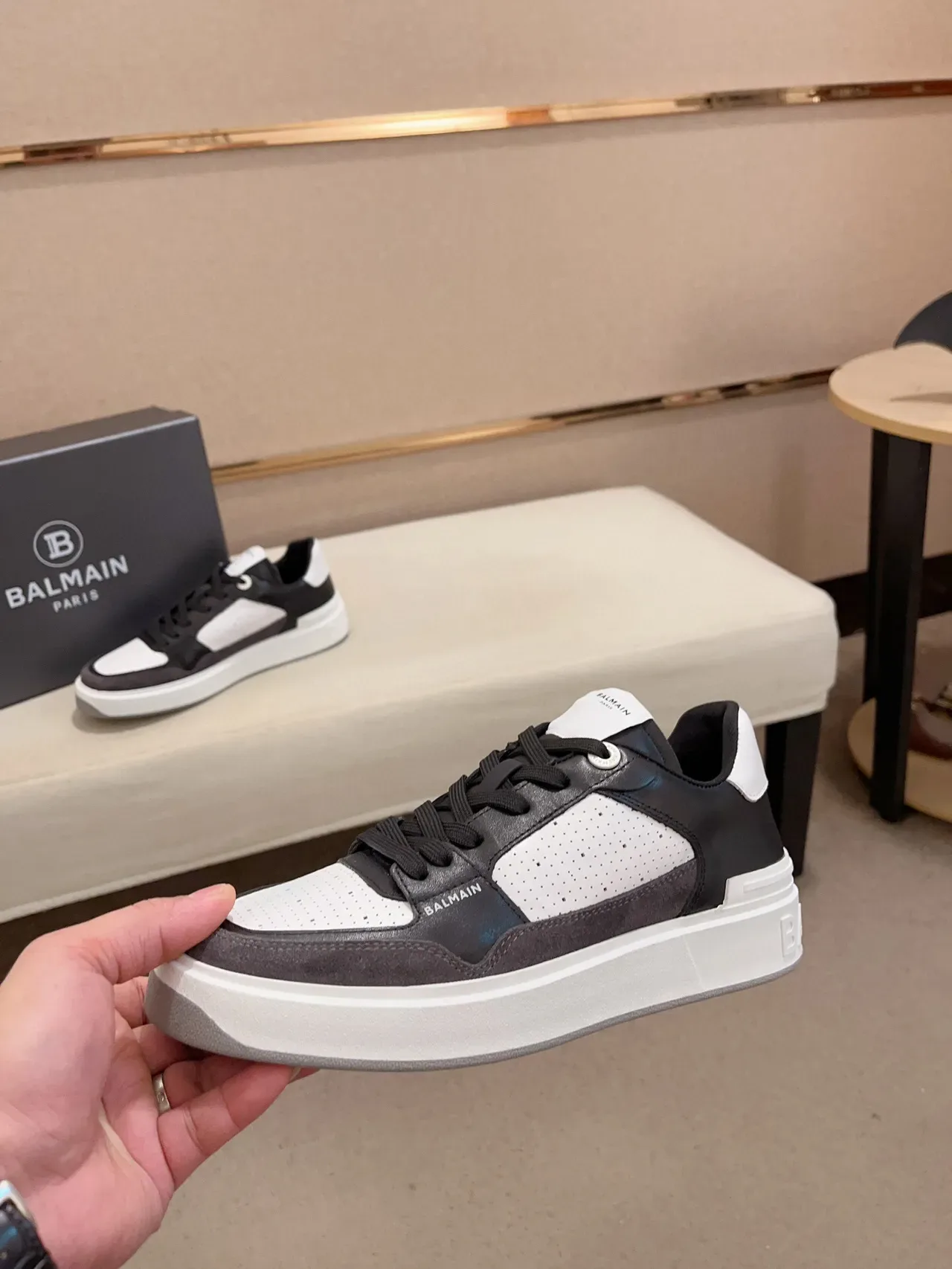 Balmain B-Court Black White Gray Lifestyle Sneakers 3