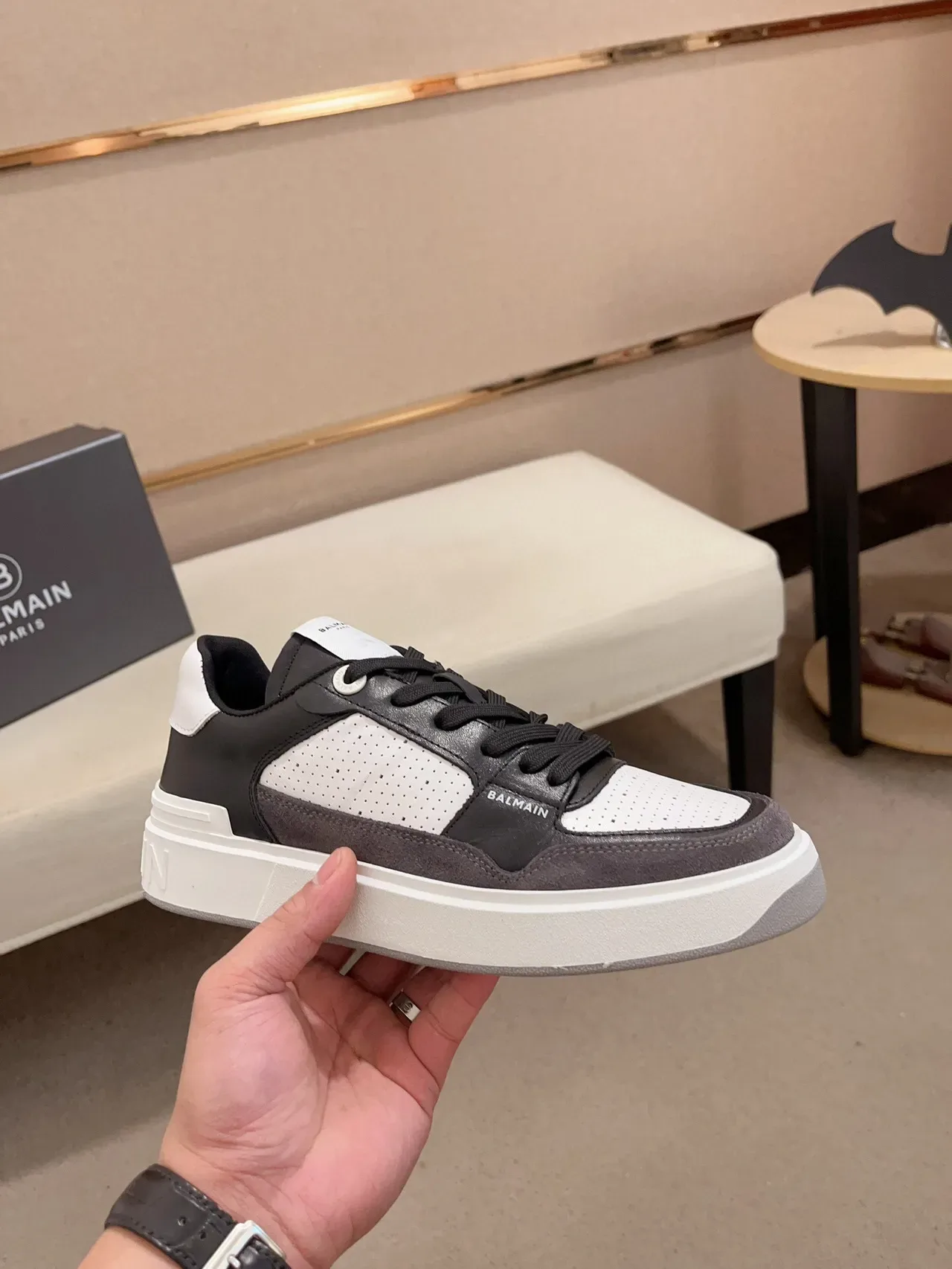 Balmain B-Court Black White Gray Lifestyle Sneakers 4