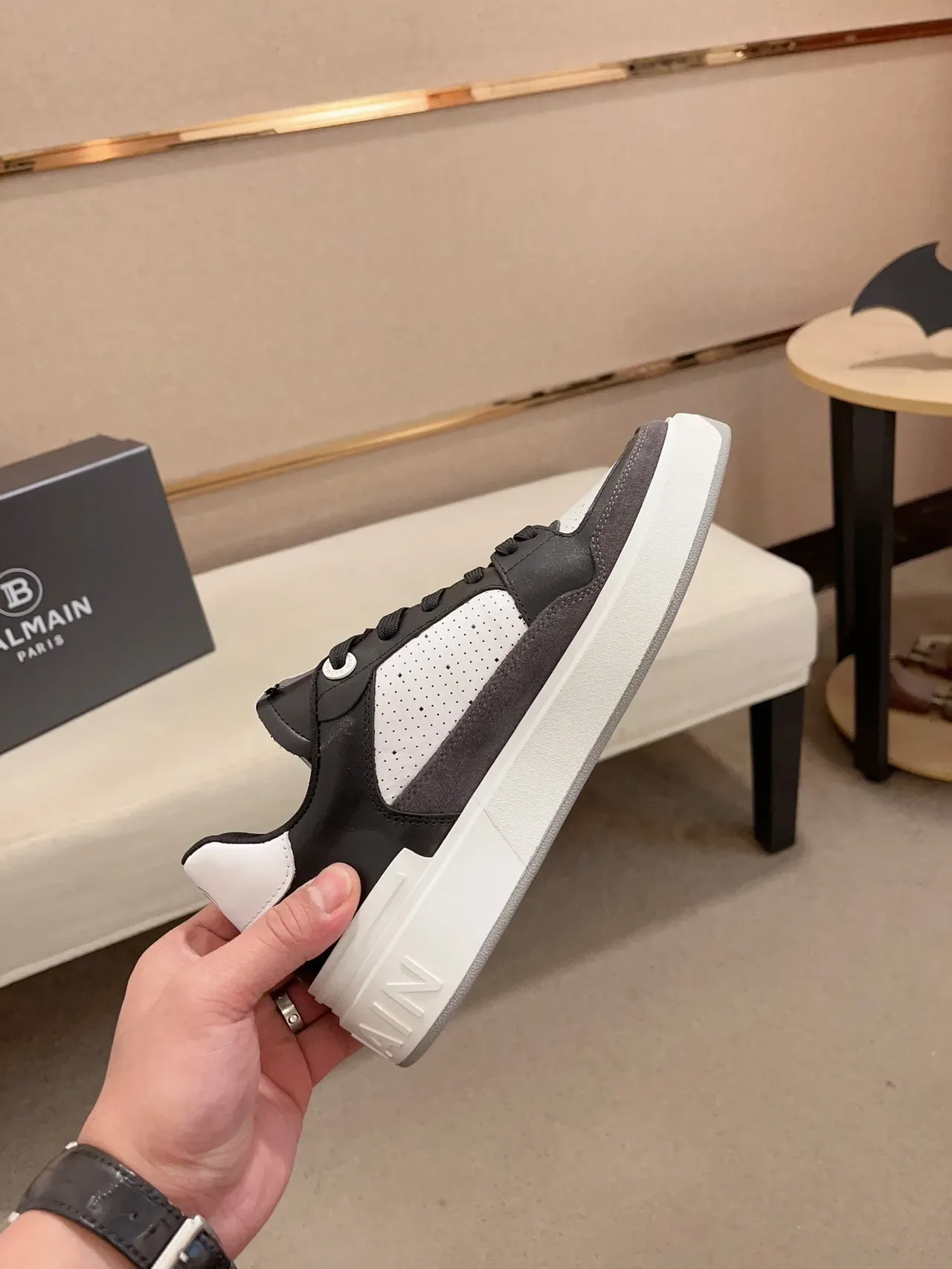 Balmain B-Court Black White Gray Lifestyle Sneakers 5