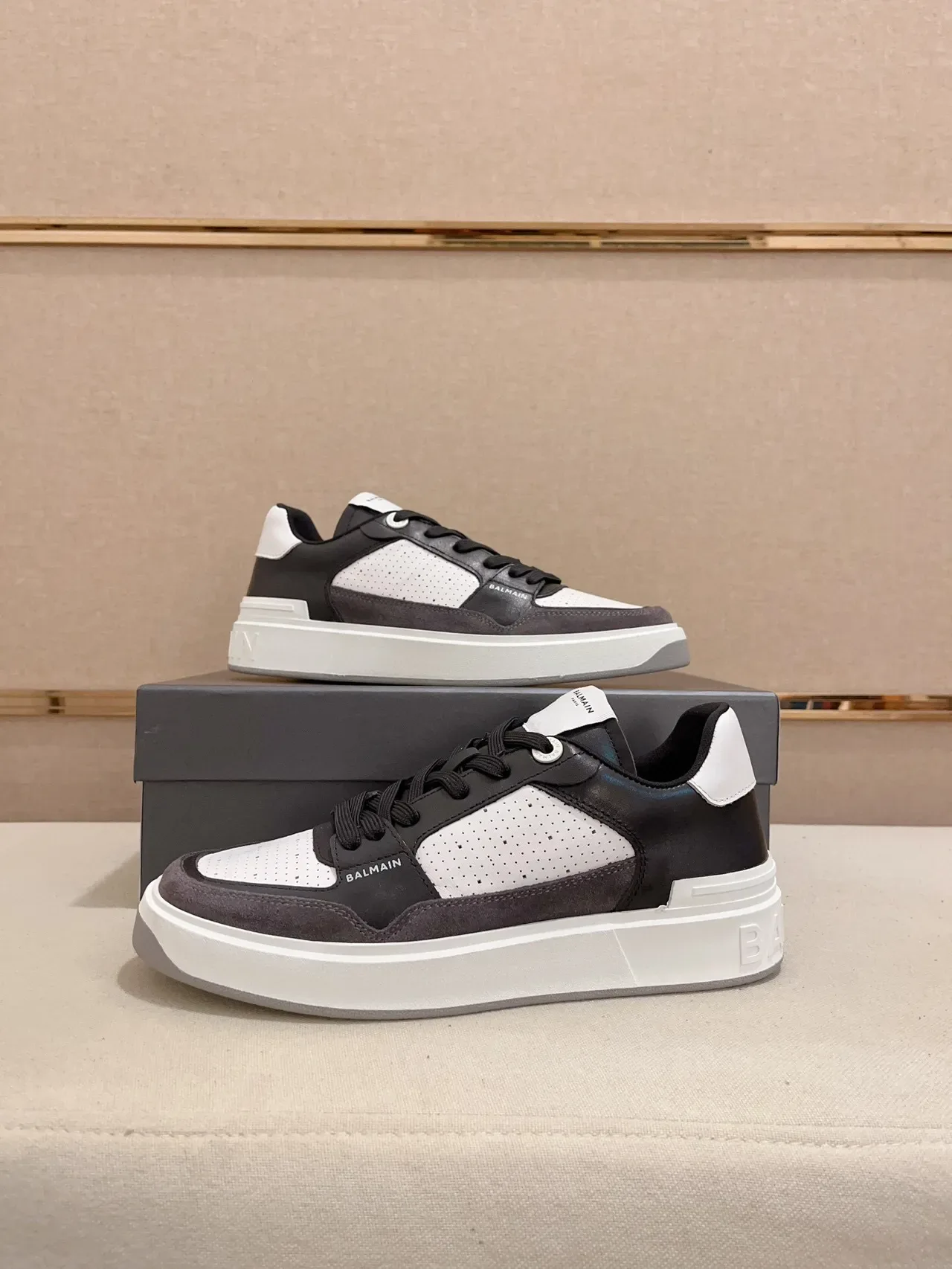 Balmain B-Court Black White Gray Lifestyle Sneakers 7
