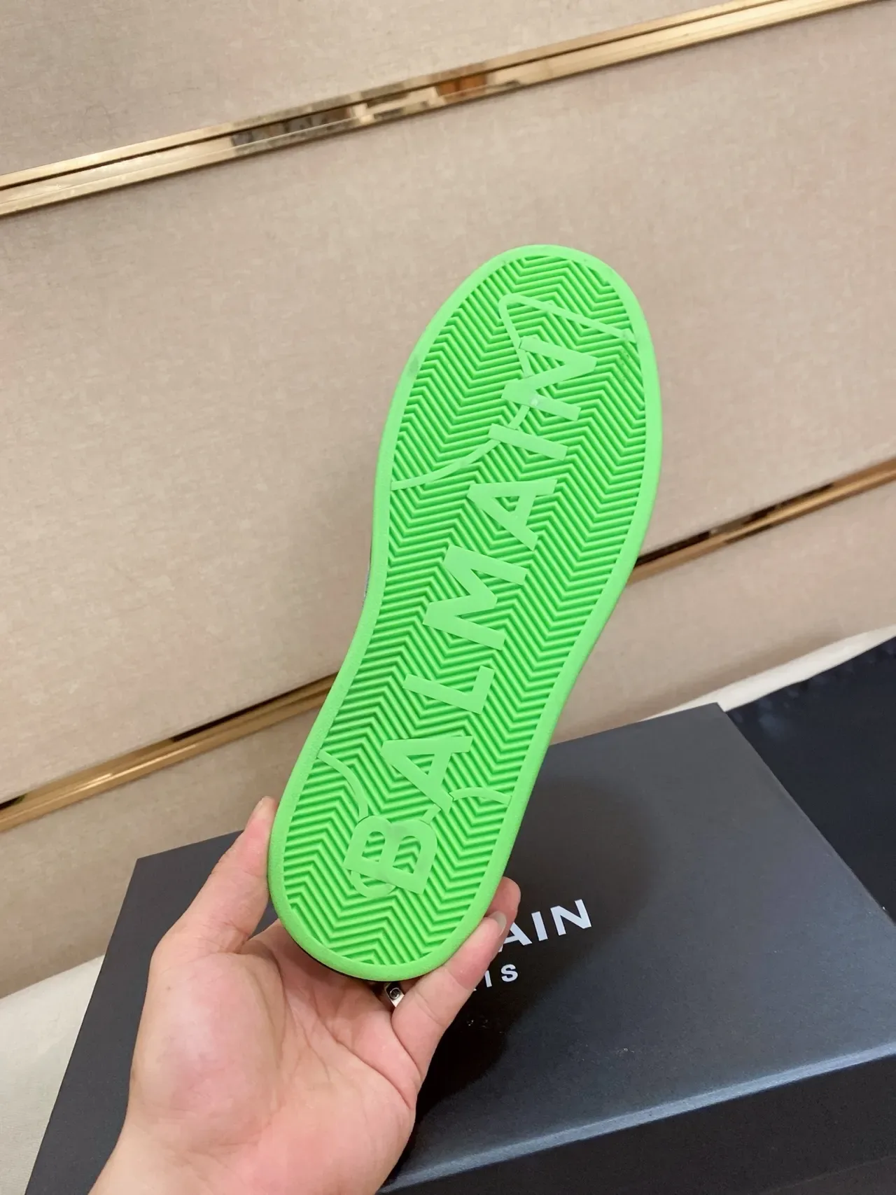Balmain B-Court Gray Black Neon Green Lifestyle Sneakers 2