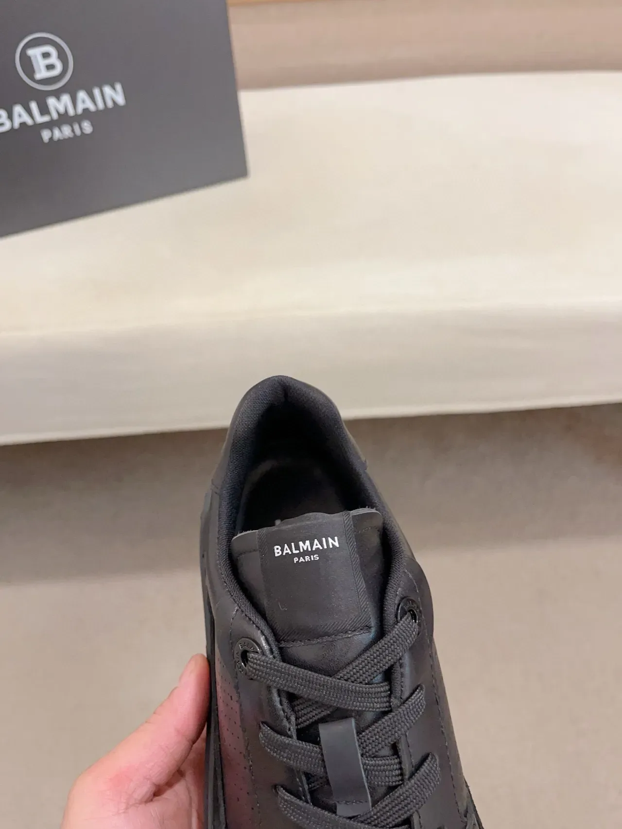 Balmain Black Gray Perforated Leather Suede Toe Cap Lifestyle Sneakers 6