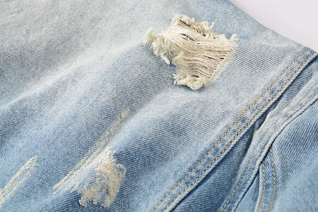 Balmain Blue Asymmetrical Zip Distressed Denim Jacket 4