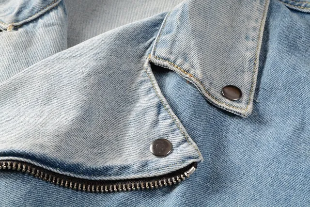 Balmain Blue Asymmetrical Zip Distressed Denim Jacket 10