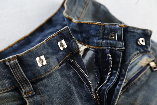 Balmain Distressed Biker-Style Blue Jeans 8