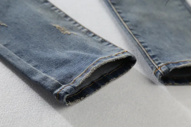 Balmain Distressed Biker-Style Blue Jeans 12