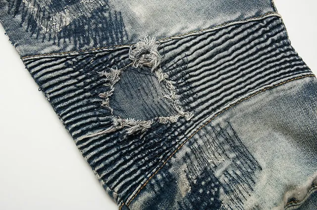 Balmain Distressed Moto-Style Slim-Fit Blue Jeans 7
