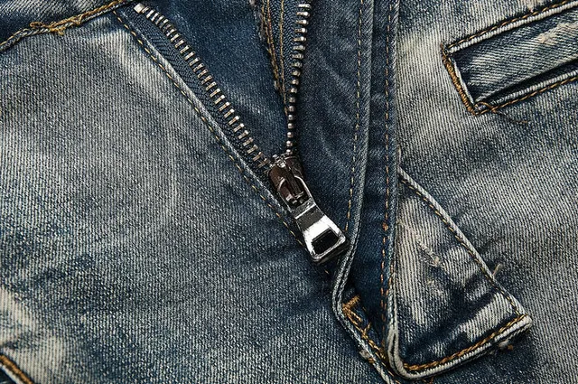 Balmain Distressed Moto-Style Slim-Fit Blue Jeans 12
