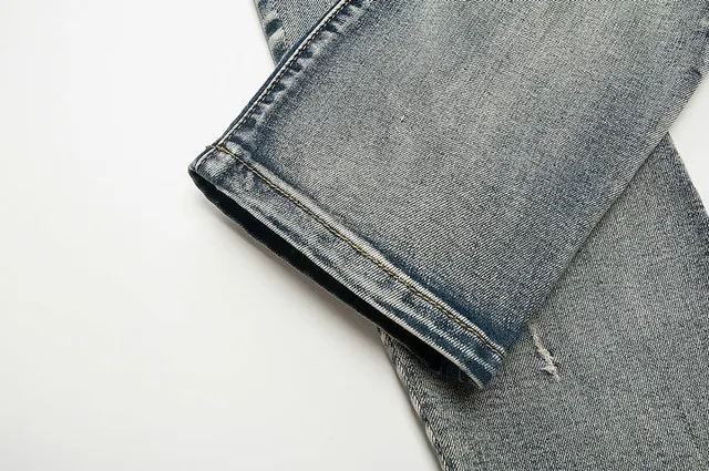 Balmain Distressed Moto-Style Slim-Fit Blue Jeans 13