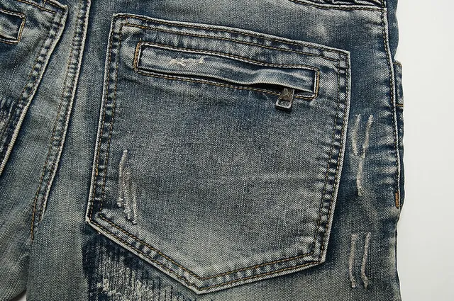 Balmain Distressed Moto-Style Slim-Fit Blue Jeans 19