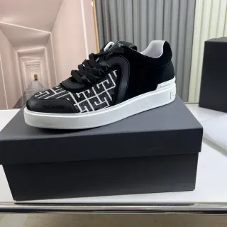 Balmain Le City Black White Monogrammed Side Panel Sculpted Overlays Lifestyle Sneakers
