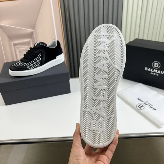 Balmain Le City Black White Monogrammed Side Panel Sculpted Overlays Lifestyle Sneakers 2