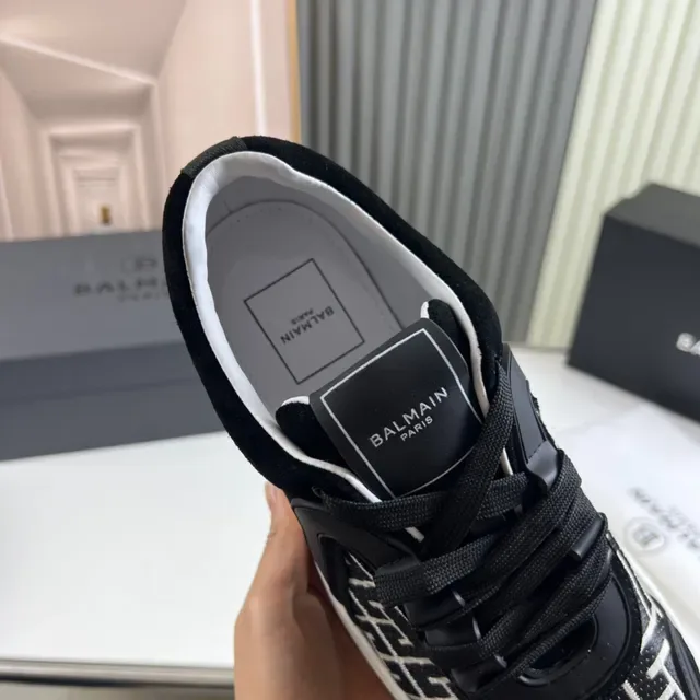 Balmain Le City Black White Monogrammed Side Panel Sculpted Overlays Lifestyle Sneakers 3