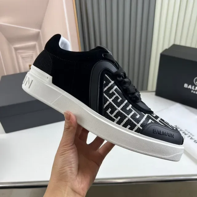 Balmain Le City Black White Monogrammed Side Panel Sculpted Overlays Lifestyle Sneakers 4