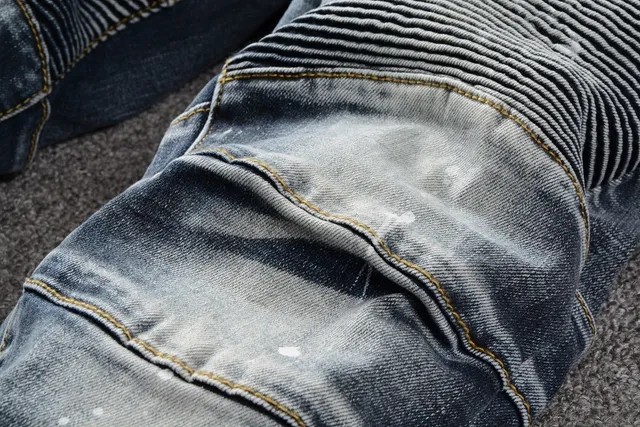Balmain jeans en denim motard inspirés taches de peinture distressed 8