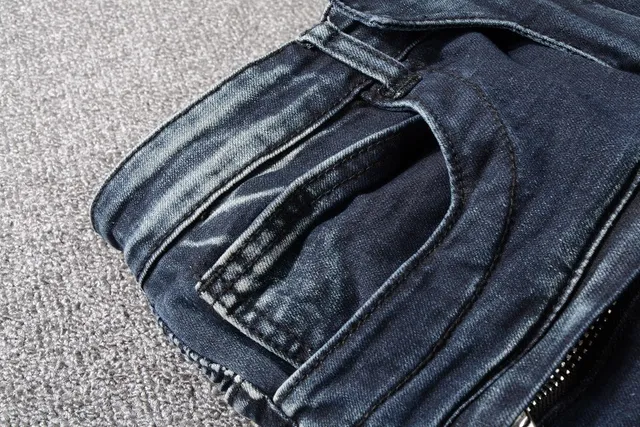 Balmain Moto-Panelled Zip-Thigh Jeans 9