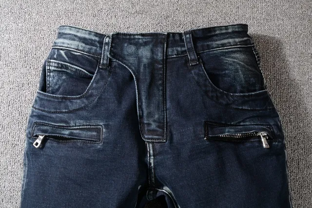 Balmain Moto-Panelled Zip-Thigh Jeans 11