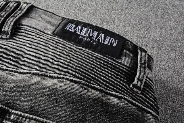 Balmain मोटो-स्टाइल distressed ग्रे जीन्स 3