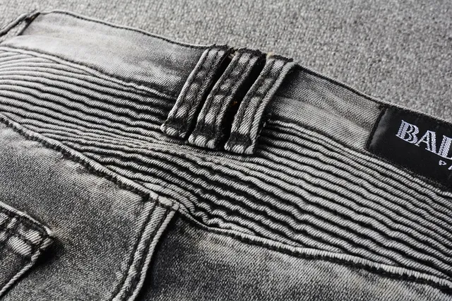 Balmain मोटो-स्टाइल distressed ग्रे जीन्स 4