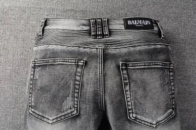 Balmain मोटो-स्टाइल distressed ग्रे जीन्स 6