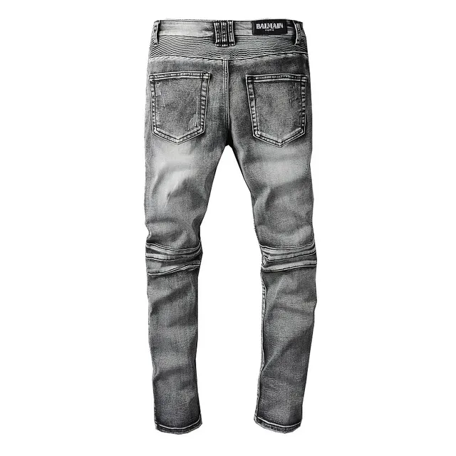 Balmain मोटो-स्टाइल distressed ग्रे जीन्स 7