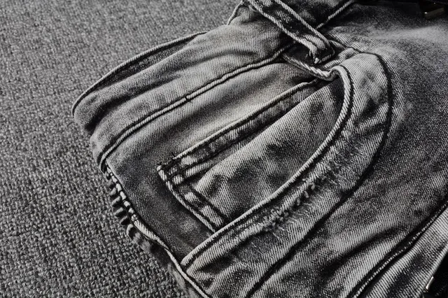 Balmain मोटो-स्टाइल distressed ग्रे जीन्स 11